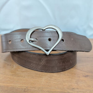 High Quality Heart Buckle Brown Leather Belt XL